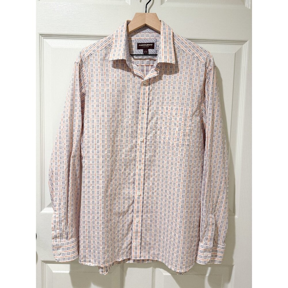 Johnston & Murphy Mens Button Down Non-Iron Premium Plaid Shirt Large